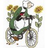 Bécassine fait du vélo  sur toile Aida