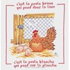 La poule brune sur toile aida