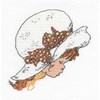 Chapeau blanc et noeud marron
