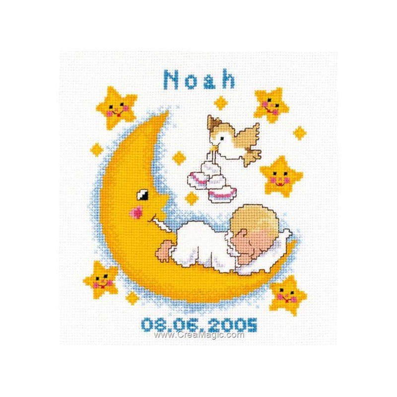 Kit Point De Croix Complet "Un Ours Dormant" - 22x20 Cm, Tout Inclus, Idéal Cadeau Naissance Ou Déco Maison