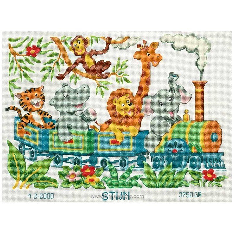 Kit Point De Croix Compté 'Un Tour Dans Le Bois' - Broderie DIY Naissance, 38 X 20 Cm, Complet