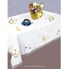 Nappe Fleurs printainnières Dim 120x120 cm bordé de dentelle à broder en broderie traditionnelle - Avila - Avila