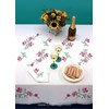 Nappe imprimée Brins fleuris bordée de dentelle Dim 150x300 cm à broder en broderie traditionnelle - Luc Création - Luc Création