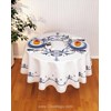 Nappe Saxe Dim 120x120 cm bordé de dentelle à broder en broderie traditionnelle - Avila - Avila