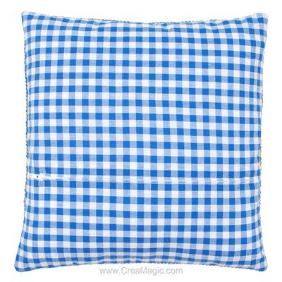 Dos de coussin vec fermeture vichy bleu - Vervaco