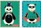 Carte à broder enfants Vervaco super panda - lot de 2