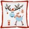 Coussin au demi point cerf sapin de noel - SEG