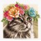 Kit broderie point de croix Lanarte couronne de fleur du main coon