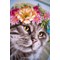 Kit broderie point de croix Lanarte couronne de fleur du main coon