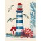 Kit broderie point compté le phare rayé et corail rouge - Vervaco