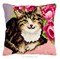 Coussin au point de croix chat et roses d'Anchor