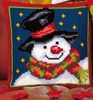 Vervaco Kit Coussin Point De Croix Lapins Dans La Neige 40x40 Cm - Kit Complet Broderie Créative