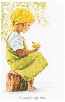 Kit Point De Croix Lanarte « Panier Aux Pommes » - Toile 27-28 Ct - Complet Avec Fil, Aiguille, Grille - Neuf - Fabriqué En Belgique