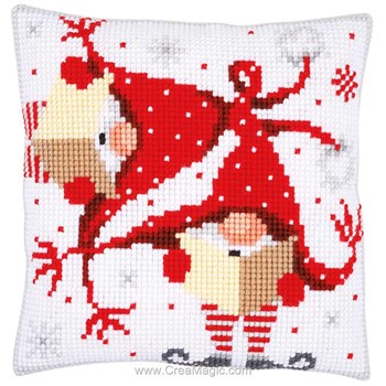 Luca-S Coussin Point De Croix Avec Dossier Scarlet Poppy Iii Motif De Comptage 40x40cm