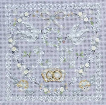 Kit point croix coeur de mariage BK629 chez DMC