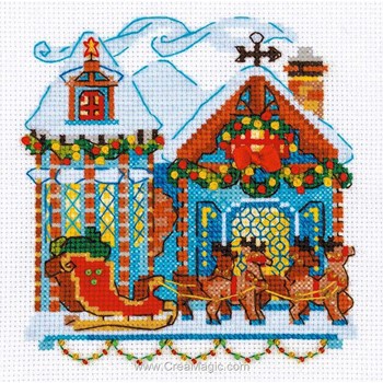 Acheter RIOLIS 1661 Maison Avec Un Traîneau Croix Contenu Du, Coton, Multicolore, 15 X 0, 1 Cm ? Comparer Chez