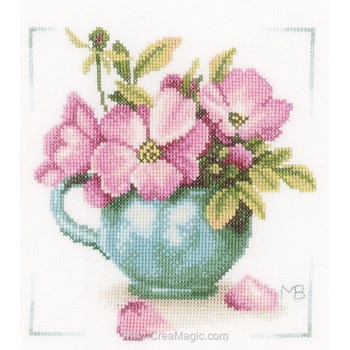 Kit Point De Croix Lanarte ROMANCE - Broderie DIY 29x39 Cm - Tissu Zweigart, Fil DMC - Débutants Et Experts