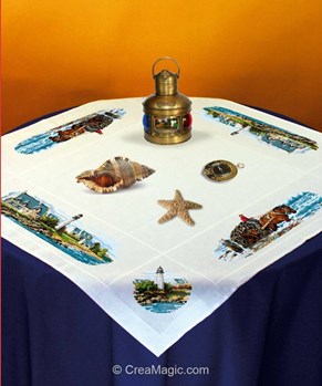 Luca-S Nappe au point de croix Lavande, motif de comptage, 75x75cm, € 48,80