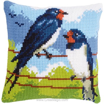 Kit Coussin Point De Croix Vervaco Gorjuss 'Les Mots' - Tissu Imprimé, Stramin 5-6ct, Neuf