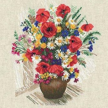 Kit Broderie Point De Croix Margot – La Cour Fleurie – Thème Jardin Fleuri – Neuf