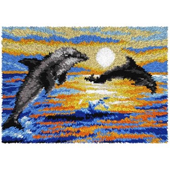 Kit DIY Crochet Latch Hook – Tapis Hibou 43x43 Cm, Kit Broderie Point Noué Pour Débutants Adultes Enfants, Création Coussin Ou Tapis Décoratif