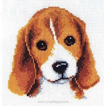 Kit Point De Croix Imprimé "Petit Chien Mignon" - 40x50cm - Inclus Toile, Fils, Aiguilles - Pour Débutants Et Adultes - 2
