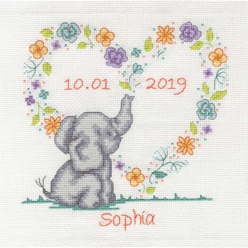 Kit Broderie Tableau Naissance Bebe Elephant Collection Bebe Dmc