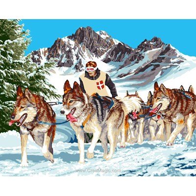 Canevas Mimo Verde musher les chiens de traineau