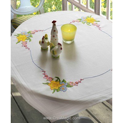 Kit surnappe en broderie traditionnelle daffodil tablecloth - Anchor