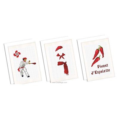 Carte à broder lot de 3 cartes souvenir du pays basque de Marie Coeur