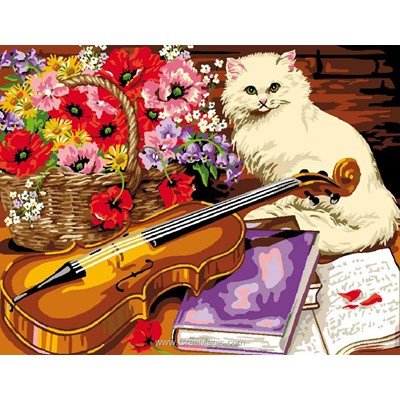 Canevas Luc Création le chat et le violon