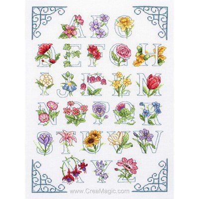Broder au point de croix Anchor floral alphabet
