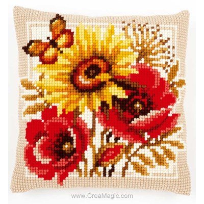 Kit coussin Vervaco fleur d'automne et papillon au point de croix