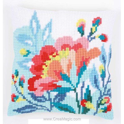 Kit coussin au point de croix Vervaco fleur shine