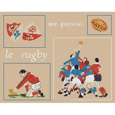 Kit à broder de Planète Mauve au point de croix une passion: le rugby