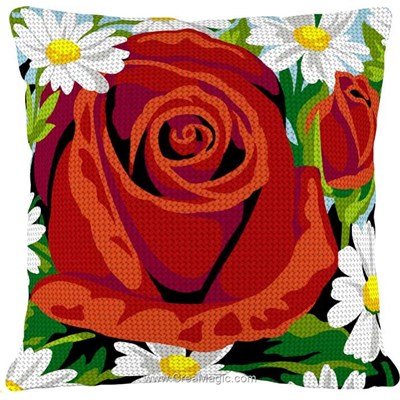 Kit coussin SEG la rose et les marguerittes au demi point