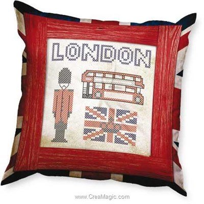 Kit coussin à broder en broderie traditionnelle london - Marie Coeur