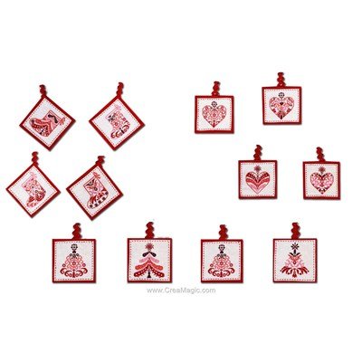 Lot de 12 sujets (sapin) tableau broderie point de croix - Marie Coeur