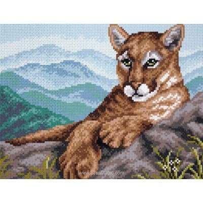 Kit point de croix imprimé aida cougar des montagnes - Collection d'art