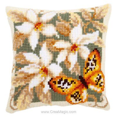 Coussin papillon d'automne 3 au point de croix Vervaco