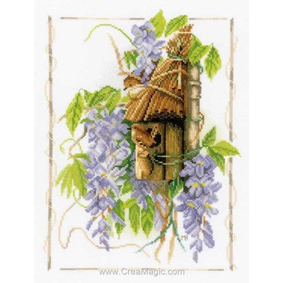 Broderie au point de croix point compté Lanarte wisteria toile aida