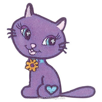Ecusson motif thermocollant petit chat violet - MLWD