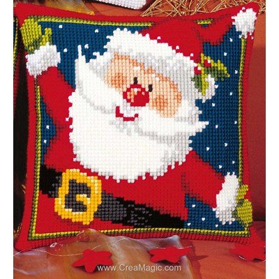 Kit coussin Vervaco au point de croix père noël en fête