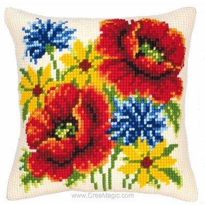 Kit De Coussin Au Point De Croix 'Fleurs' - Tissu 11CT, Sans Oreiller, Modèle Bz11Ct-264