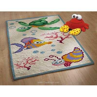 Tapis point noué les animaux marins - Smyrnalaine