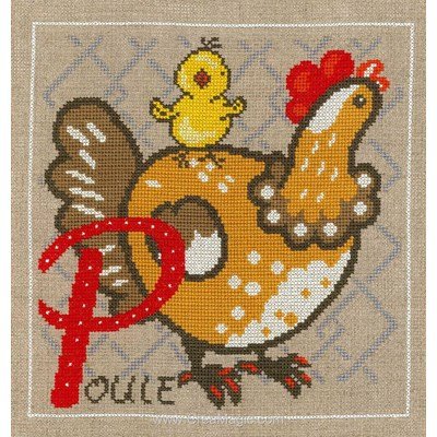 Broderie point croix Princesse p comme poule