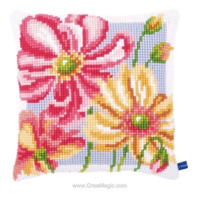 Kit coussin tendres fleurs 2 de Vervaco au point de croix