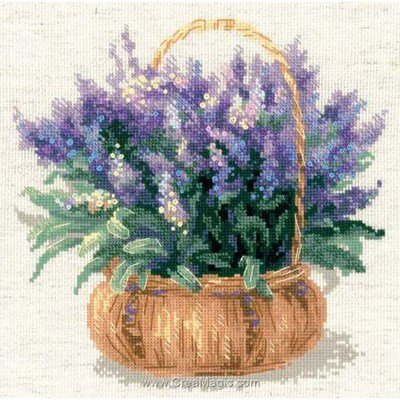 Broderie panier de fleurs en violet de RIOLIS