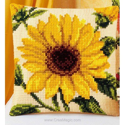 Coussin point de croix Vervaco tournesols beige