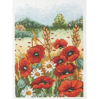 Poppy field broderie d'Anchor au point de croix